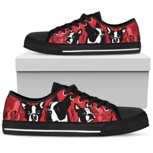 Boston Terrier Women'S Sneakers Low Top Shoes For Dog Lover, Dog Printed Shoes, Canvas Shoes For Men, Women