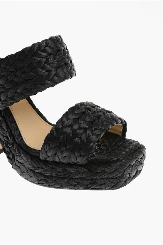 Bottega Veneta Braided Raffia Sandals 12 cm 38.5 Shoes EU