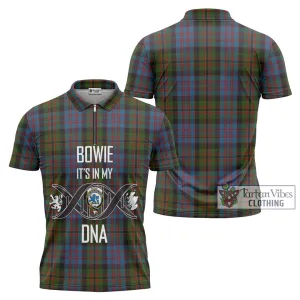 Bowie Tartan Zipper Polo Shirt with Family Crest DNA In Me Style