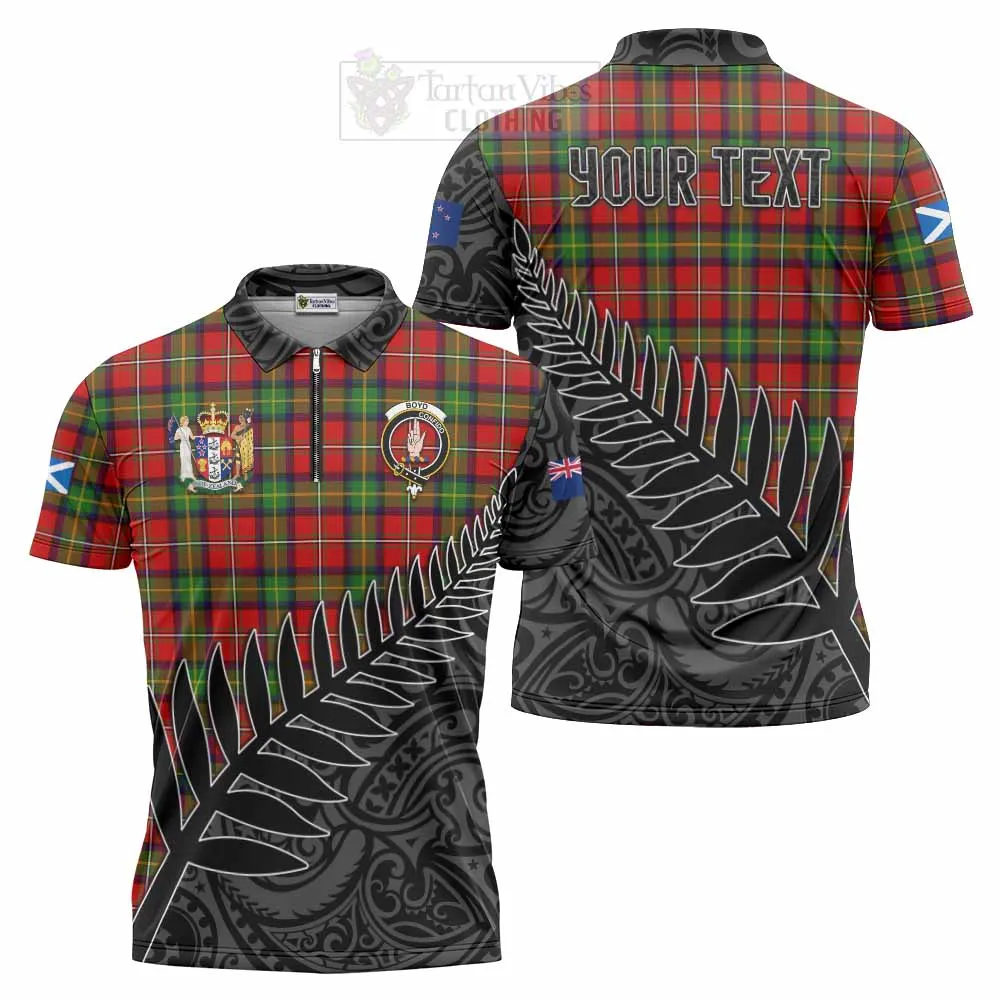 Boyd Crest Tartan Zipper Polo Shirt with New Zealand Silver Fern Half Style