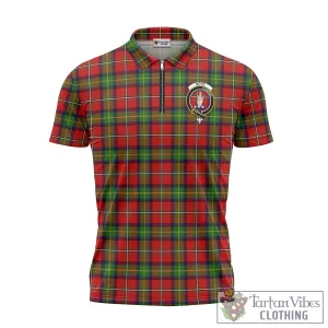 Boyd Tartan Zipper Polo Shirt with Family Crest