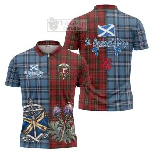 Brodie Tartan Zipper Polo Shirt Happy St. Andrew's Day Half Tartan Style