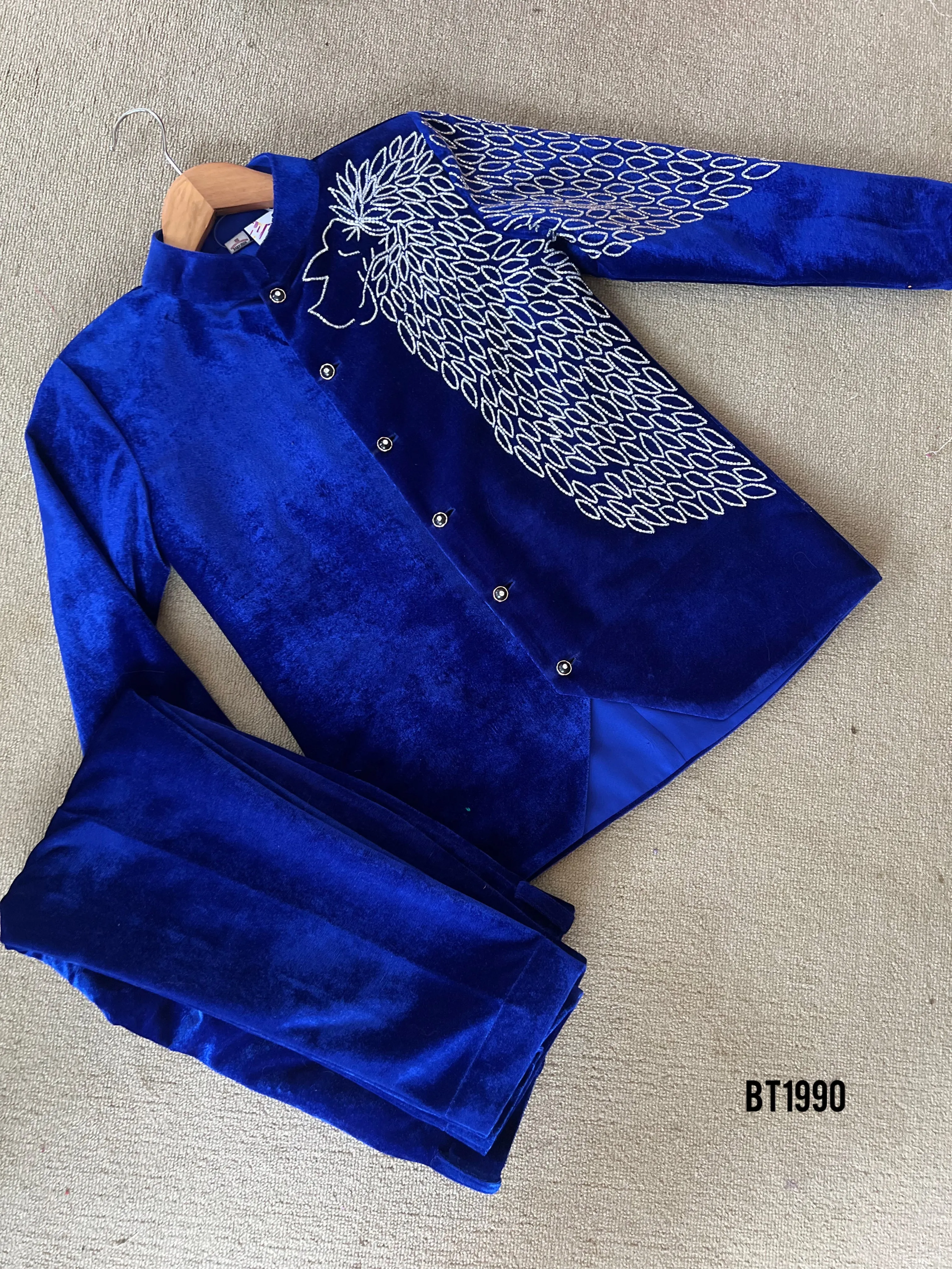 BT1990  Royal Blue Velvet Blazer with Lion Embroidery for Dad – Rule Every Moment 👑💙