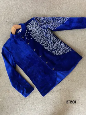 BT1990  Royal Blue Velvet Blazer with Lion Embroidery for Dad – Rule Every Moment 👑💙