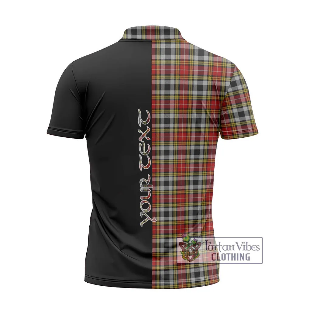 Buchanan Old Dress Tartan Zipper Polo Shirt with Family Crest and Half Of Me Style