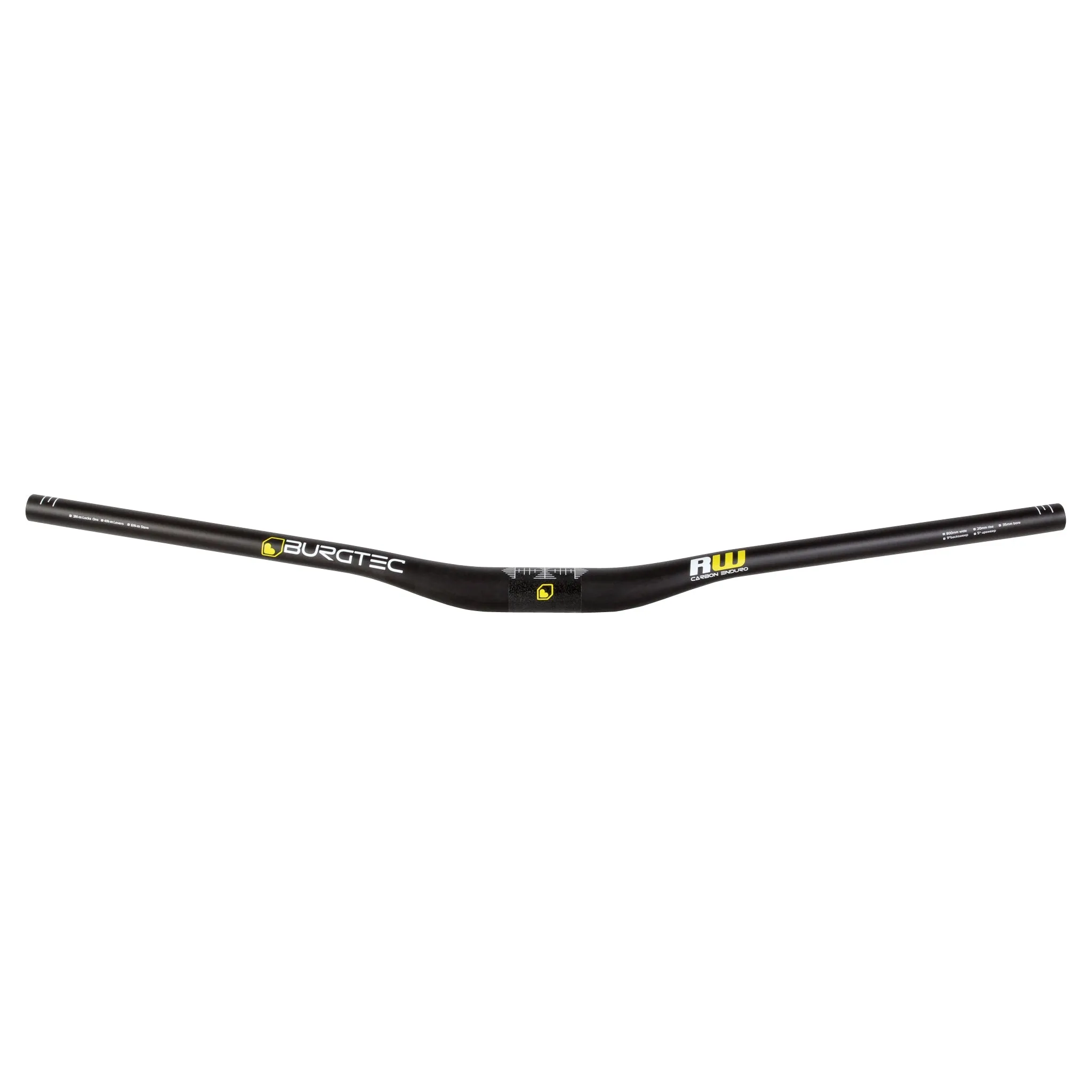 Burgtec Ride Wide Carbon Enduro Riser Bar - 35mm Diameter - 20mm Rise - 800mm Wide - Black