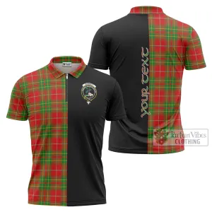 Burnett Tartan Zipper Polo Shirt with Family Crest and Half Of Me Style