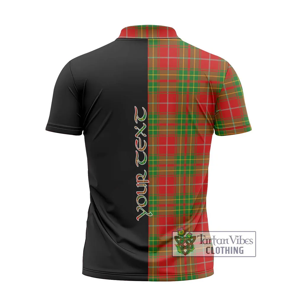 Burnett Tartan Zipper Polo Shirt with Family Crest and Half Of Me Style