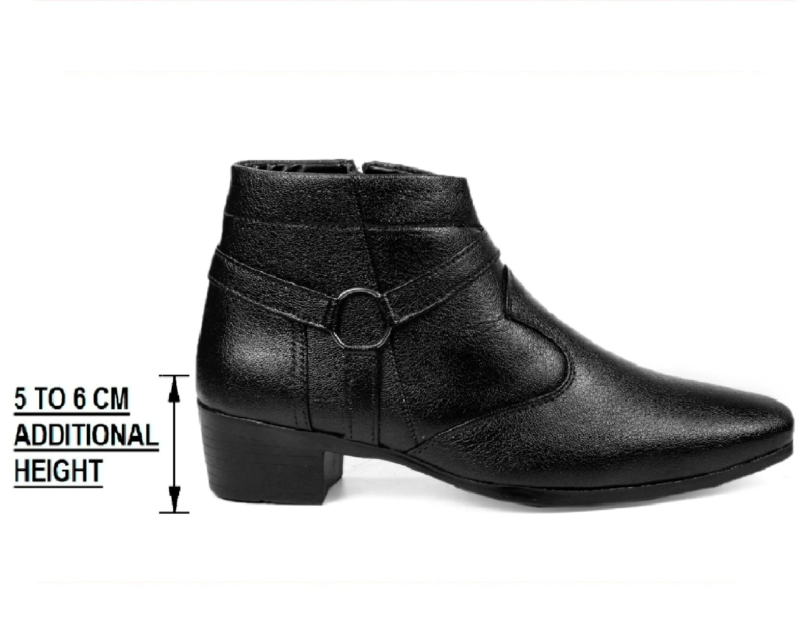 BXXY Height Increasing Office Wear Zipper and Buckle Boots