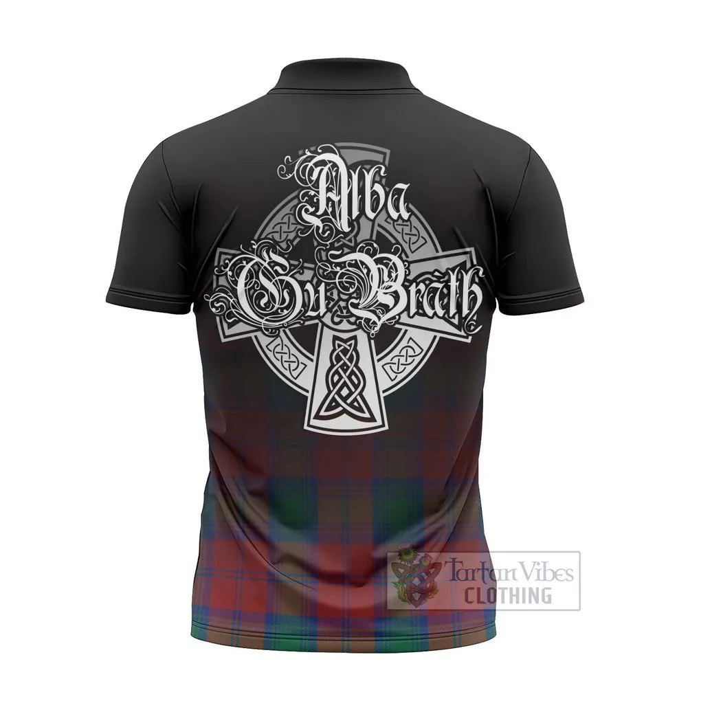 Byres (Byses) Tartan Zipper Polo Shirt Featuring Alba Gu Brath Family Crest Celtic Inspired