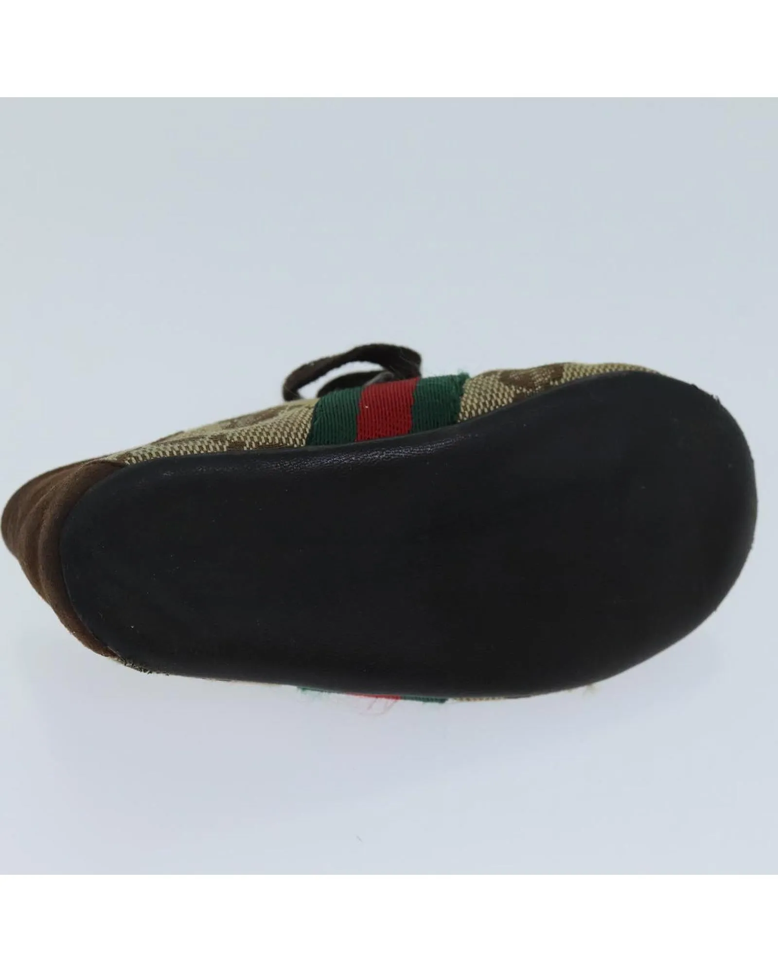 Canvas Baby Shoes with Red and Green Web Detail by Gucci