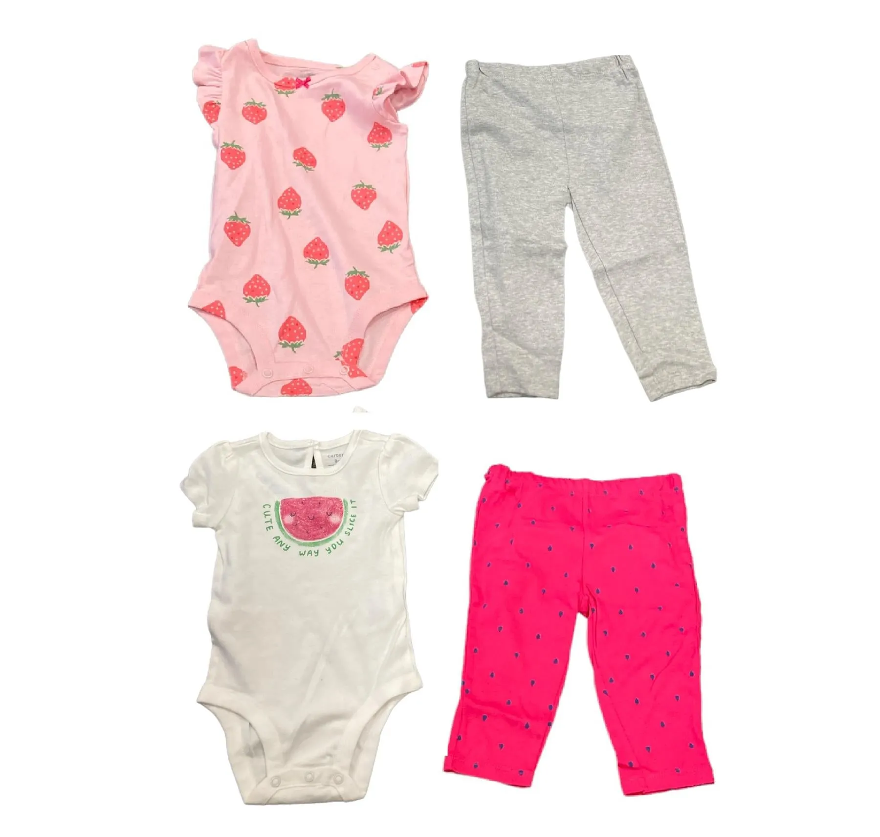 Carter's Baby & Toddler Girl's 4-Piece Short Sleeve Bodysuit & Pants Set Watermelon 24M