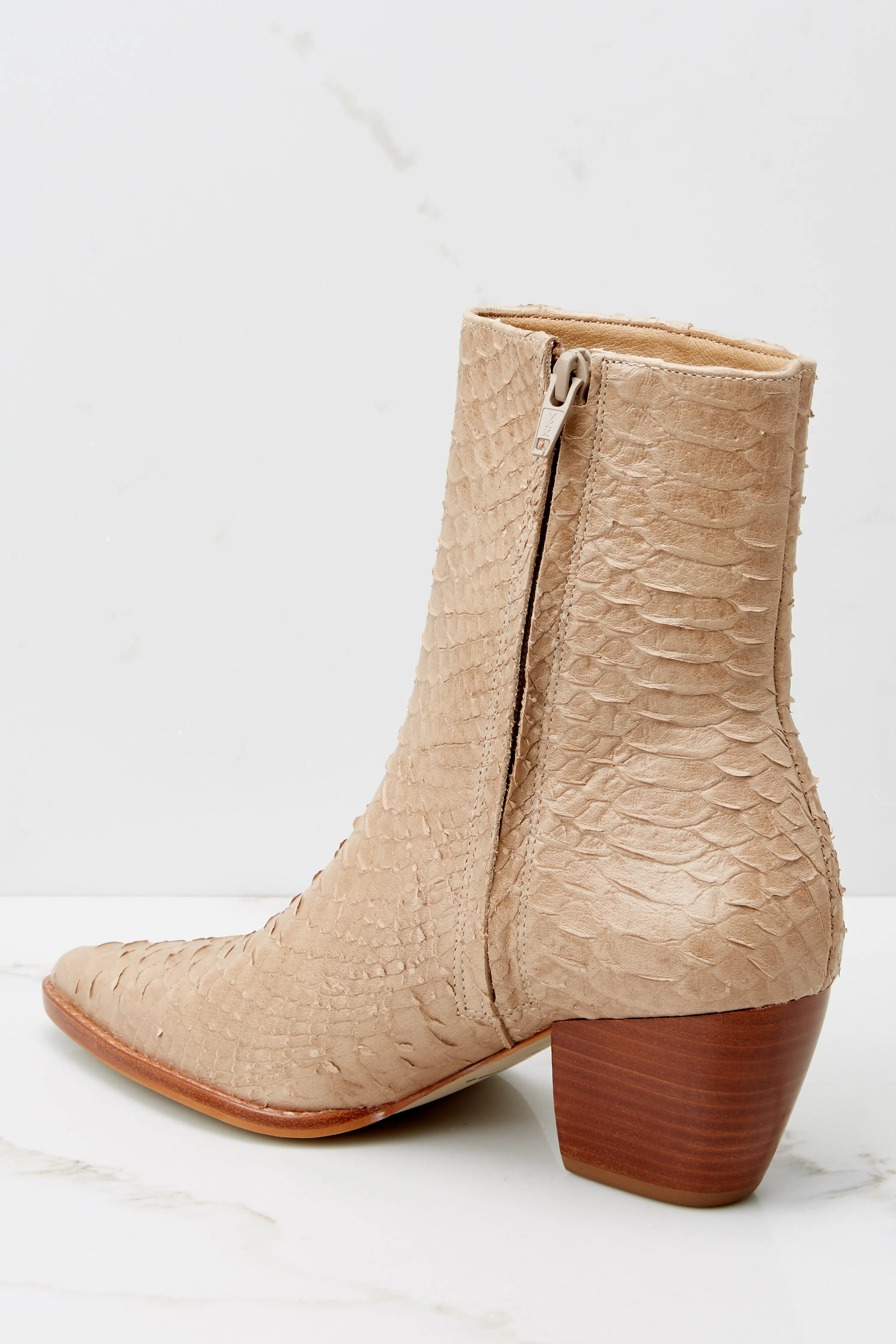 Caty Tan Snake Ankle Boots