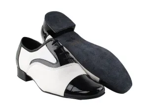 Classic Series Mens Black Patent & White Leather