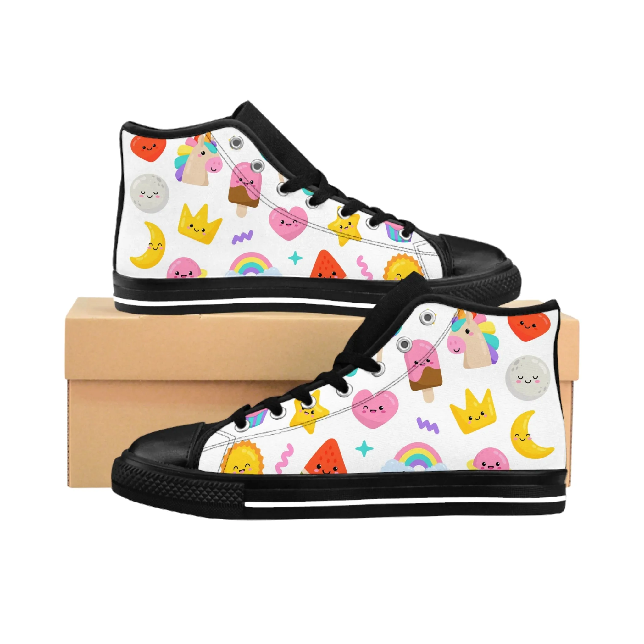 Colorful Cupcake and Ice Cream Women's Classic Sneakers