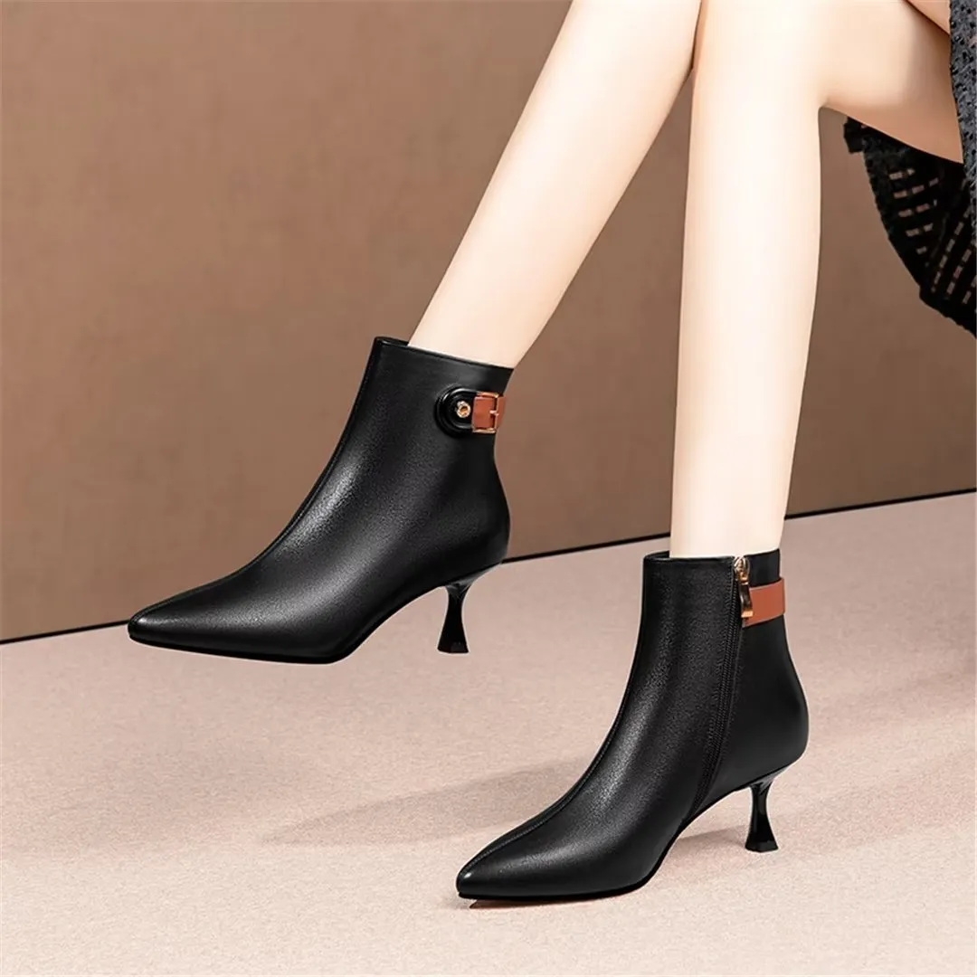 CowHide Chic Pointed-Toe Luxury Winter Boots