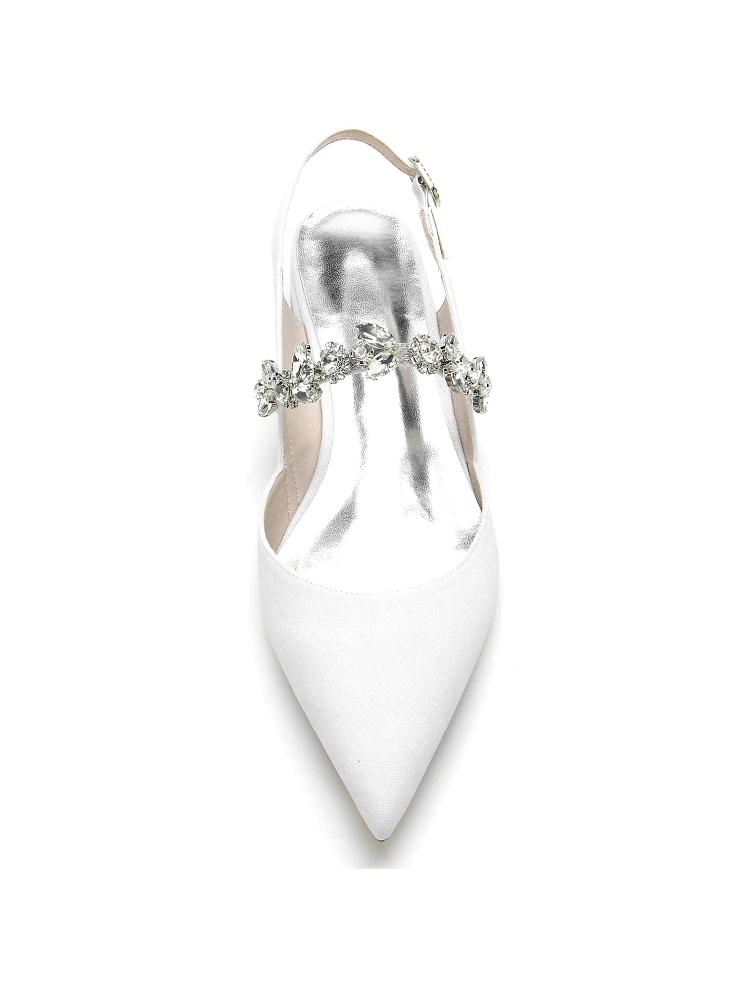 Crystal Strap Pointed Toe Low Heels