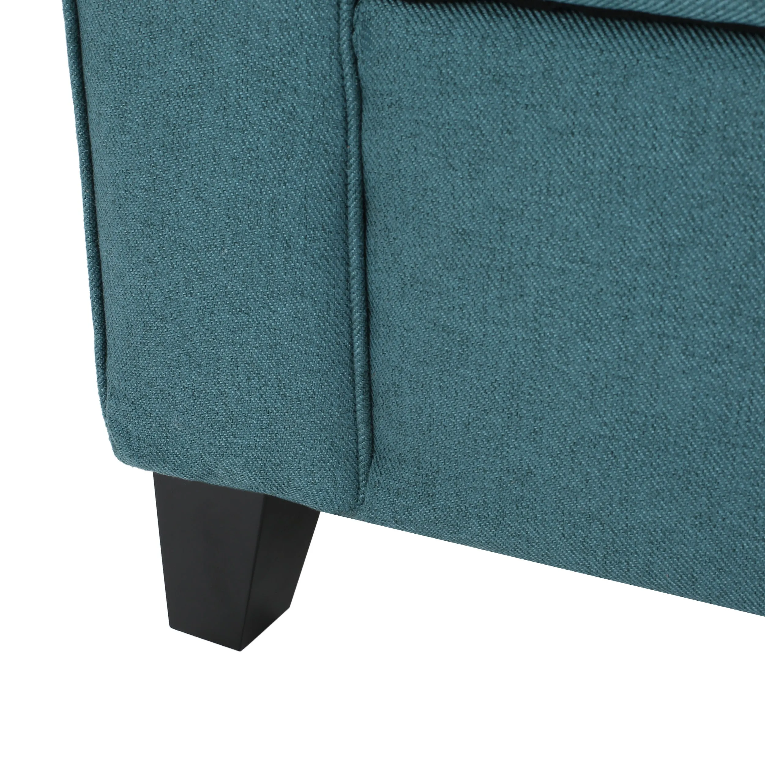 Danbury Contemporary Fabric Upholstered Storage Ottoman Bench with Rolled Arms