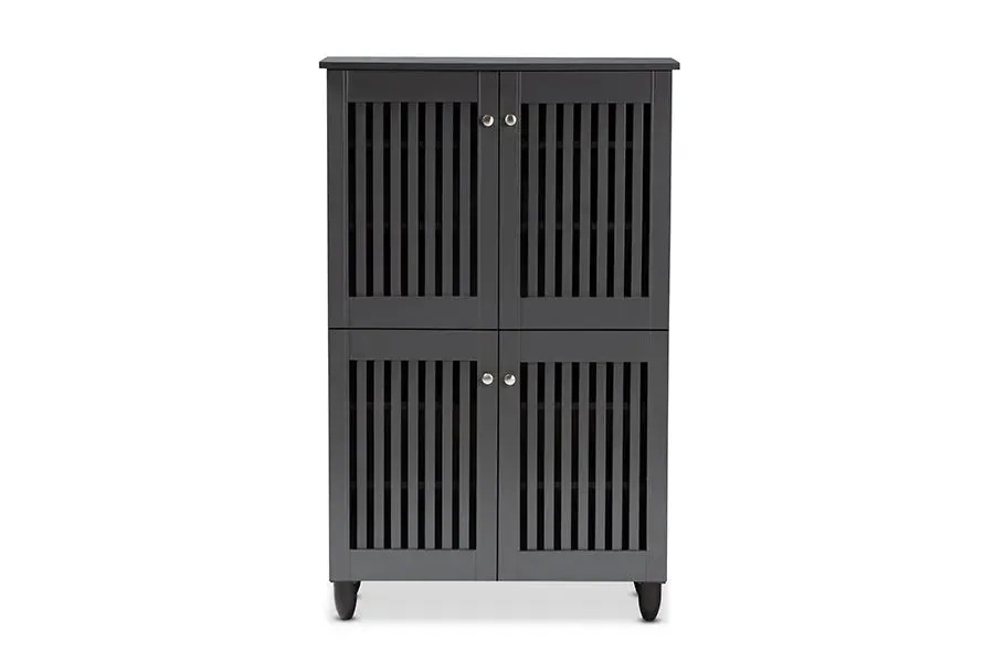 Dariell Dark Gray 4-Door Wooden Entryway Shoe Storage Cabinet