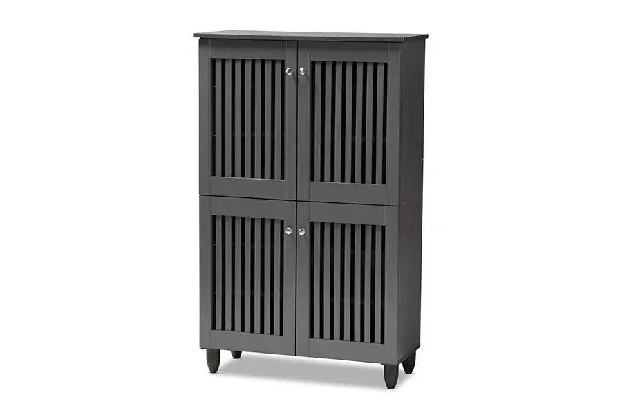 Dariell Dark Gray 4-Door Wooden Entryway Shoe Storage Cabinet