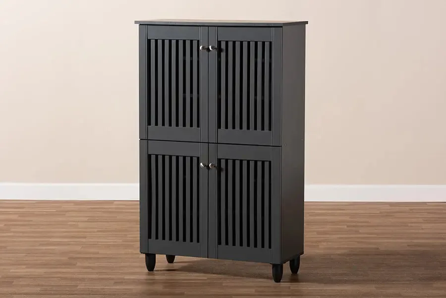 Dariell Dark Gray 4-Door Wooden Entryway Shoe Storage Cabinet