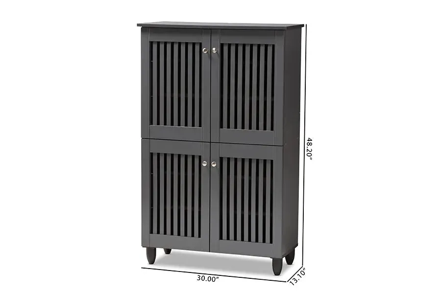 Dariell Dark Gray 4-Door Wooden Entryway Shoe Storage Cabinet