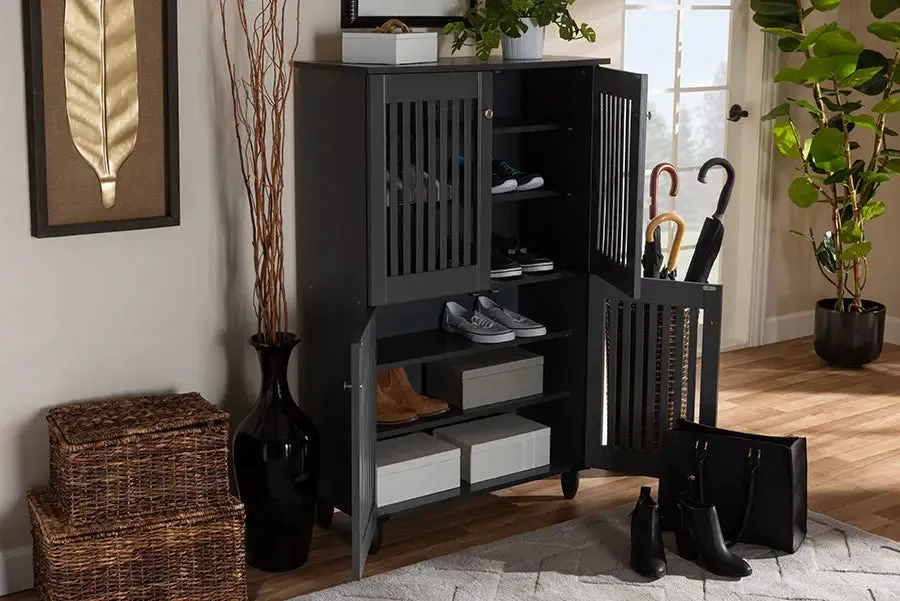 Dariell Dark Gray 4-Door Wooden Entryway Shoe Storage Cabinet