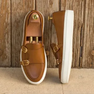 Double Buckle Solid Slip On Monk Shoes