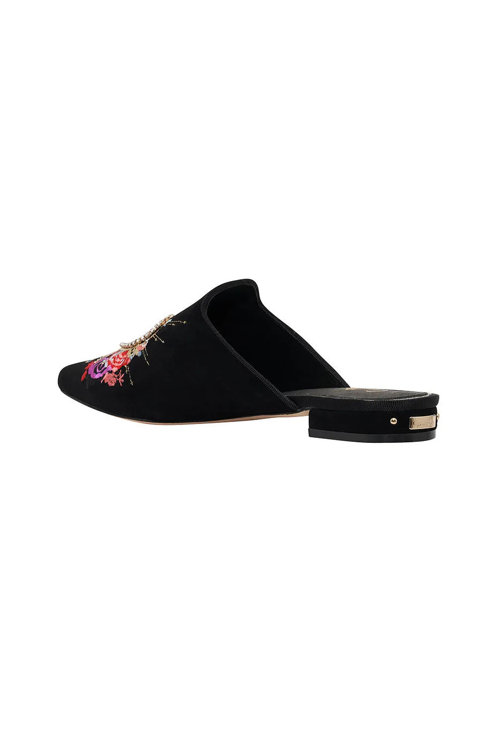 EMBROIDERED SLIPPER SOLID BLACK