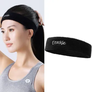 Enochle Sports Sweat-Absorbent Headband Combed Cotton Knitted Sweatband(Black)