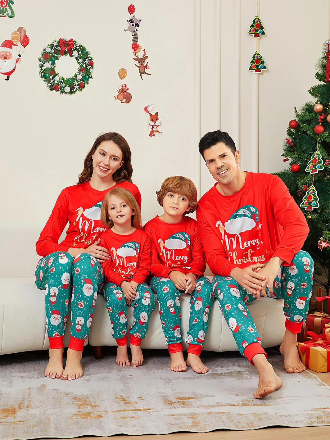 Family Parent-Child Christmas Shoes Santa Claus Pajamas Set