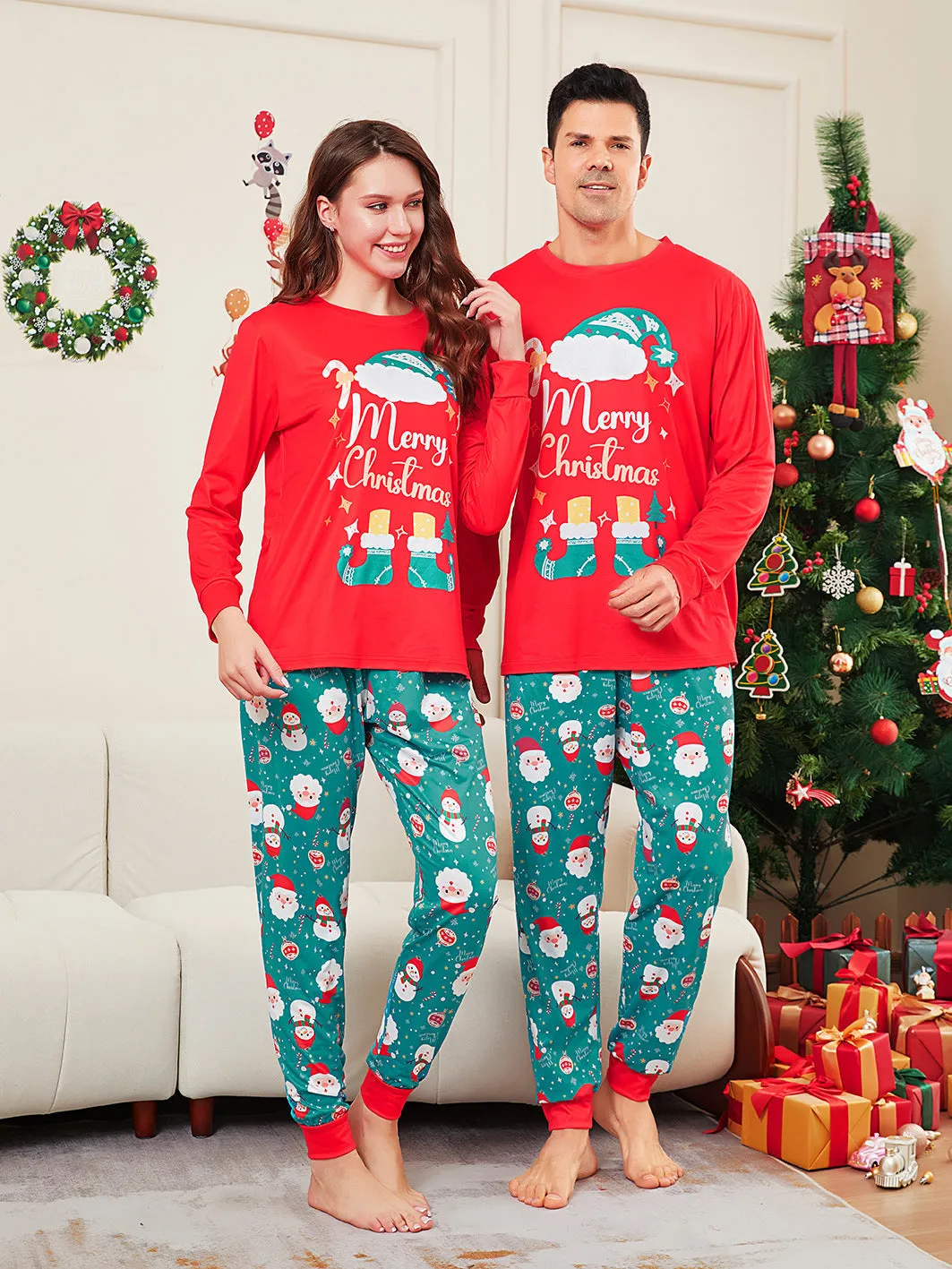 Family Parent-Child Christmas Shoes Santa Claus Pajamas Set