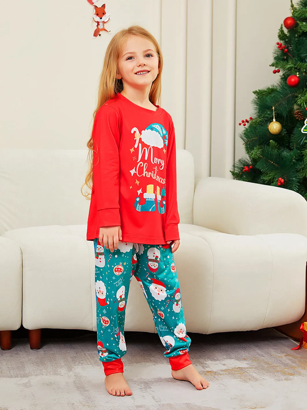 Family Parent-Child Christmas Shoes Santa Claus Pajamas Set