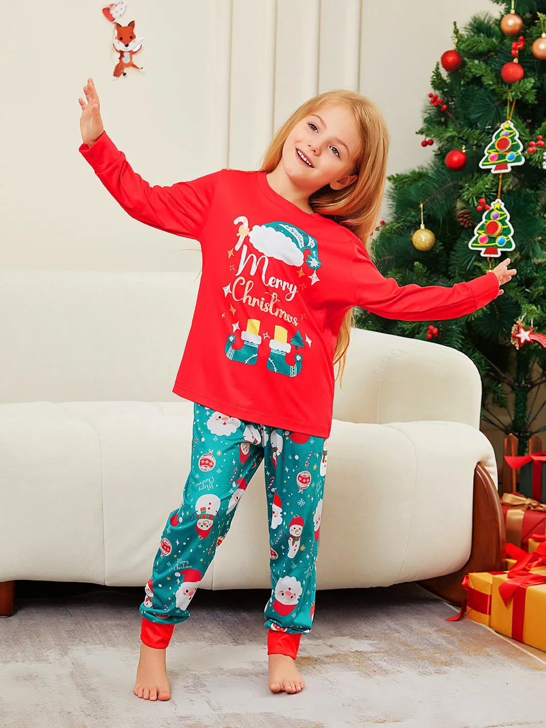 Family Parent-Child Christmas Shoes Santa Claus Pajamas Set