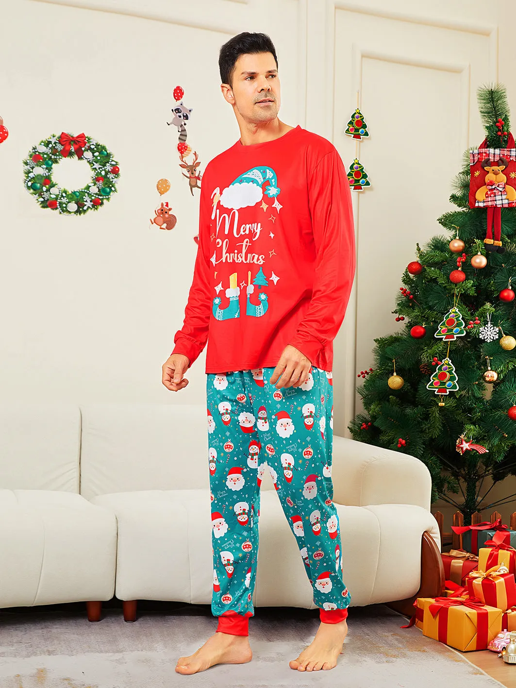 Family Parent-Child Christmas Shoes Santa Claus Pajamas Set