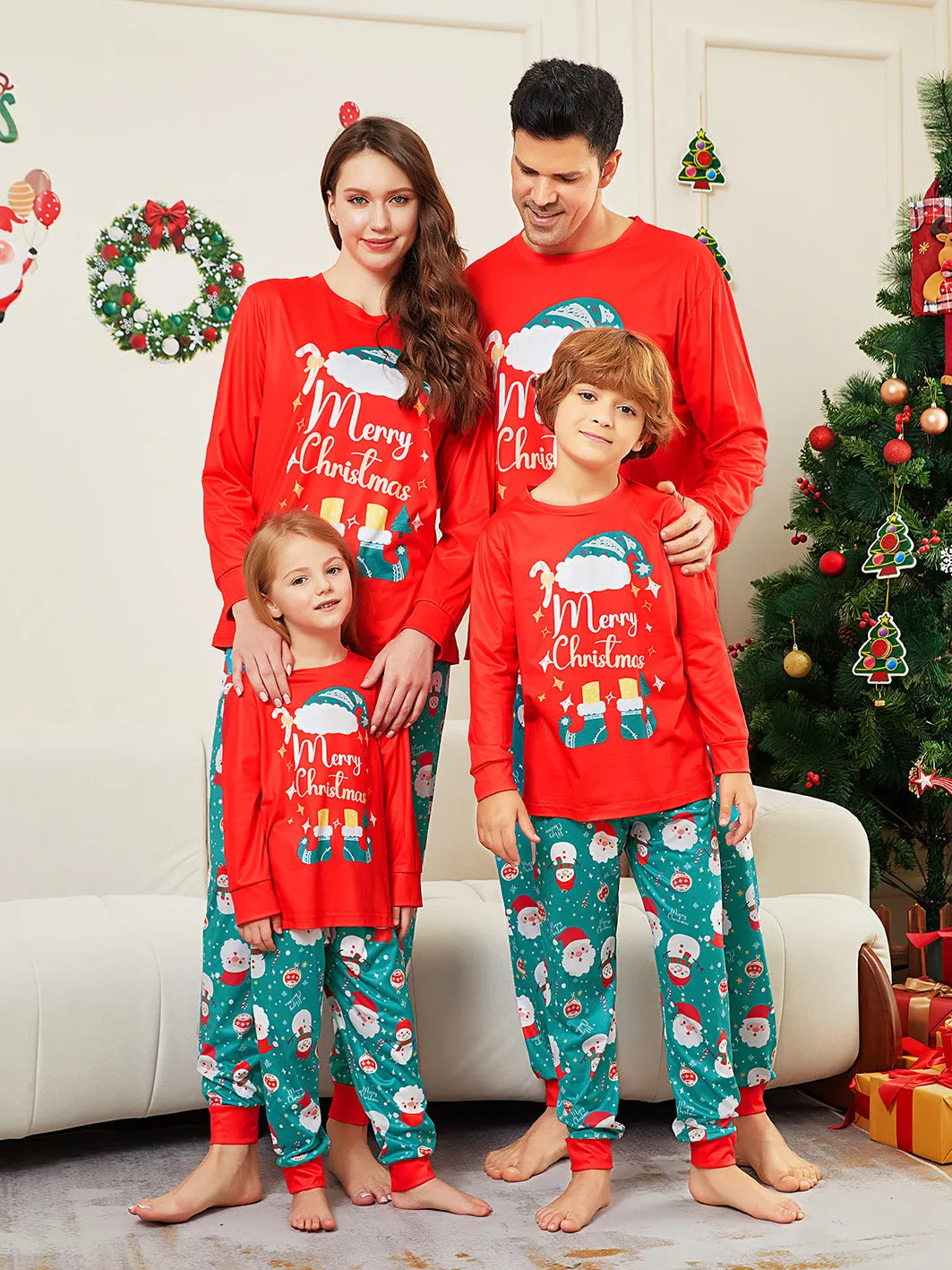 Family Parent-Child Christmas Shoes Santa Claus Pajamas Set