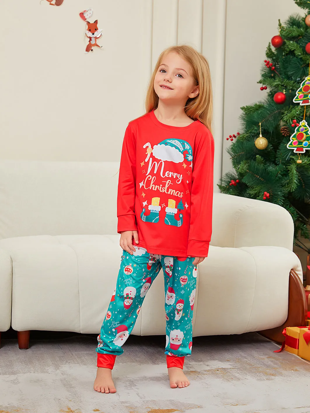 Family Parent-Child Christmas Shoes Santa Claus Pajamas Set