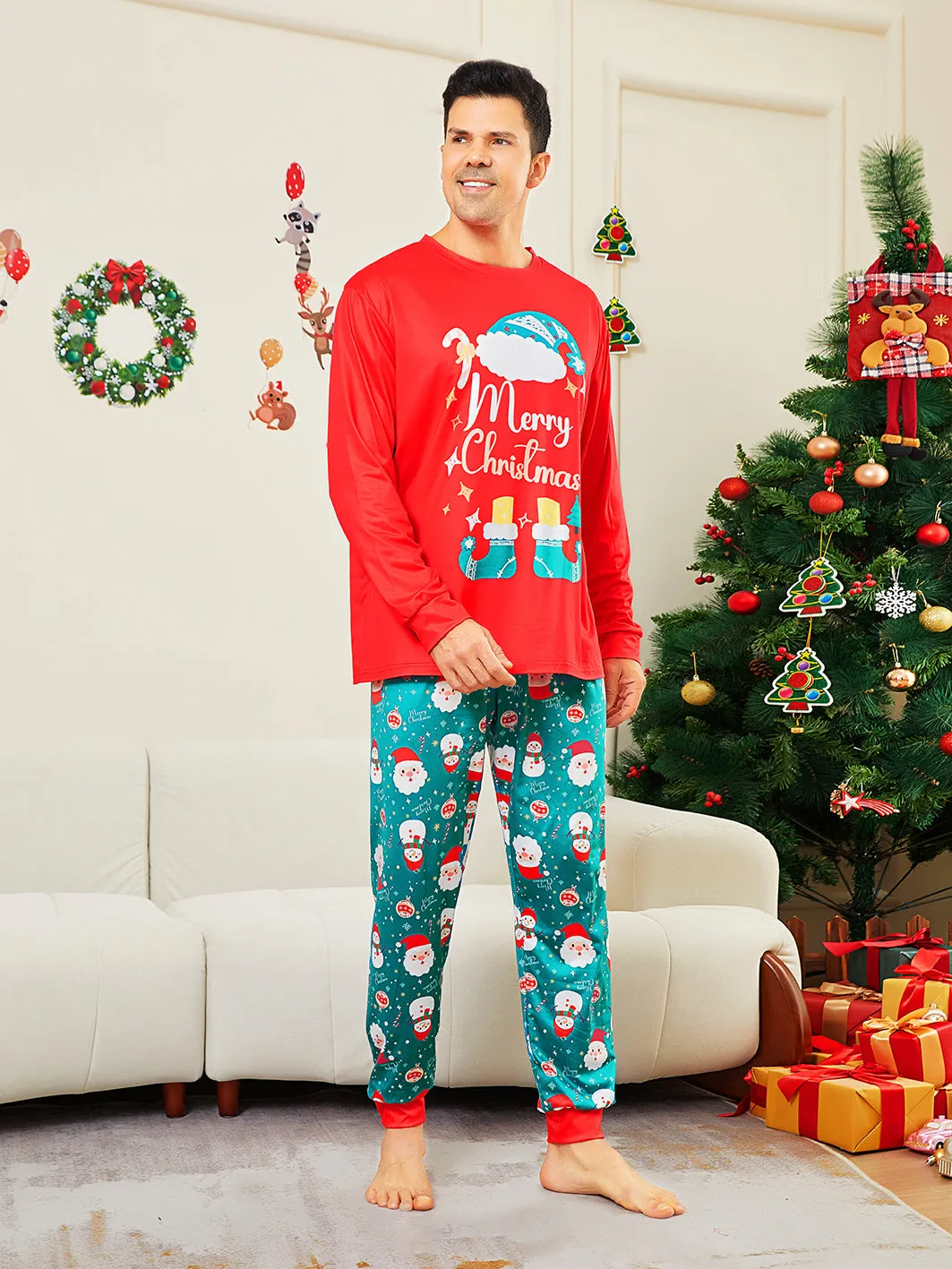 Family Parent-Child Christmas Shoes Santa Claus Pajamas Set