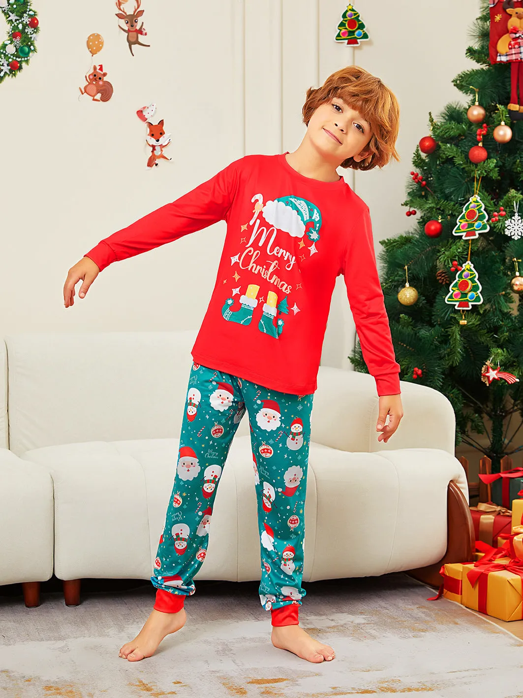 Family Parent-Child Christmas Shoes Santa Claus Pajamas Set