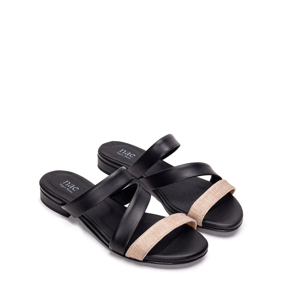 Finna Women's Vegan Apple Leather Sandals | Black