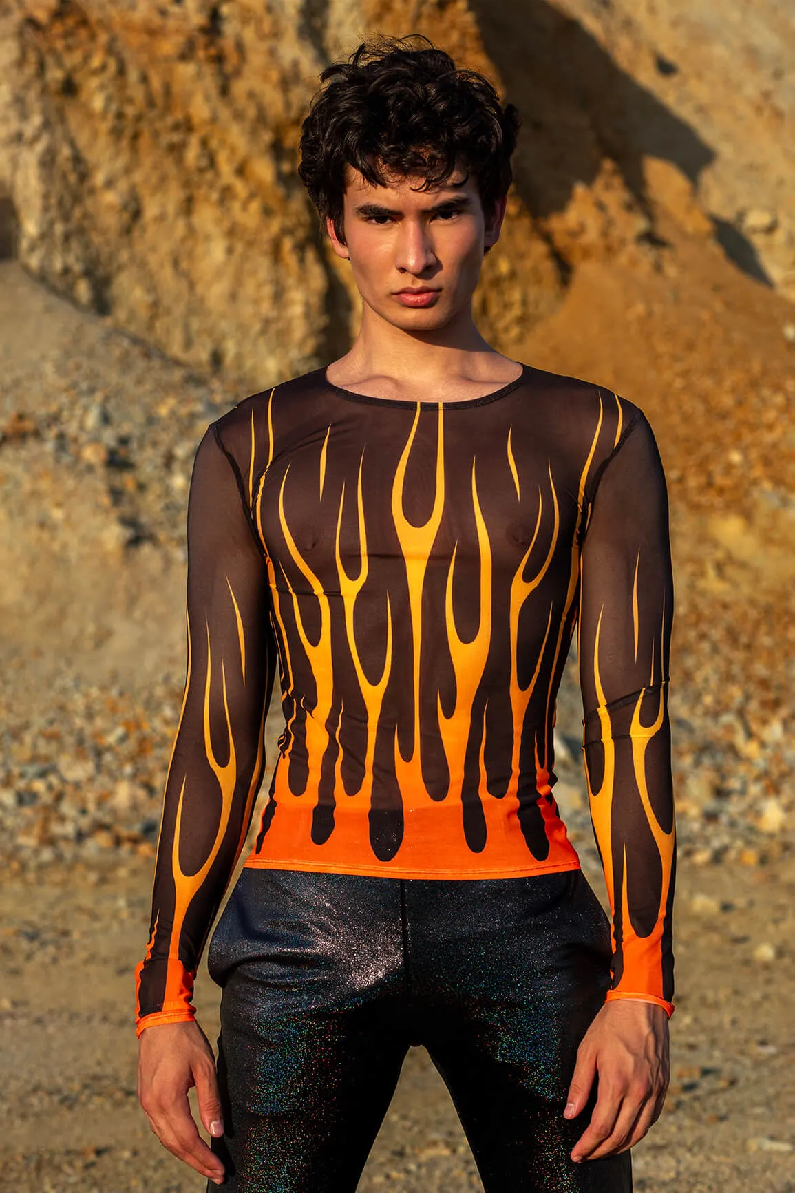 Firestarter Red Male Mesh Top