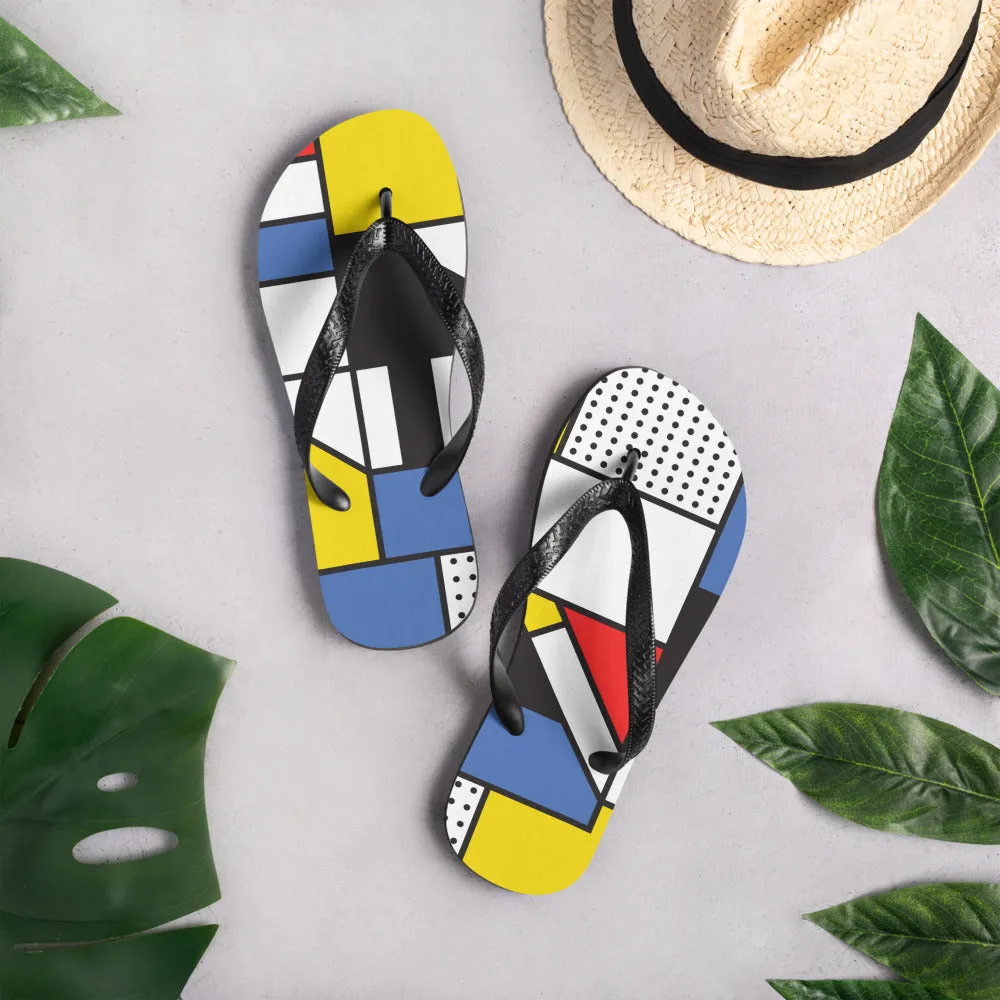 Flip-Flops Mondrian / Women Flip flops / Fashion Flip Flops (Shipping from US & Latvia)