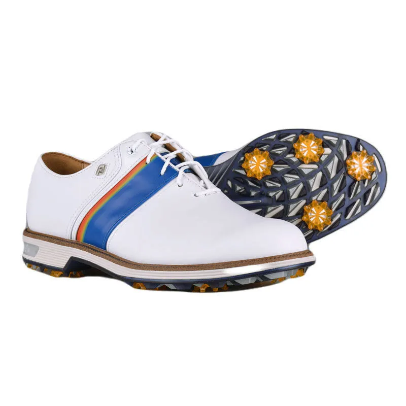 FOOTJOY Premiere Series Packard Brick Men's Spiked Shoes (White/Navy)