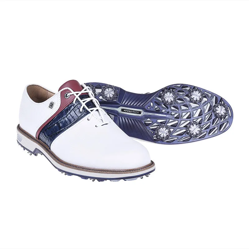 FOOTJOY Premiere Series Packard Men's Spiked Shoes (White/Navy/Red)