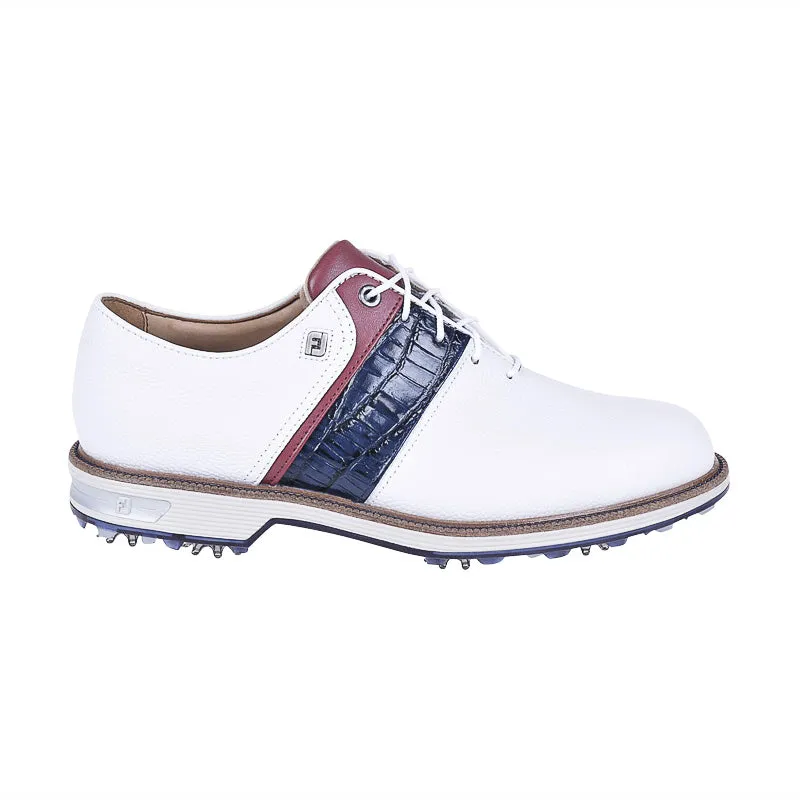 FOOTJOY Premiere Series Packard Men's Spiked Shoes (White/Navy/Red)