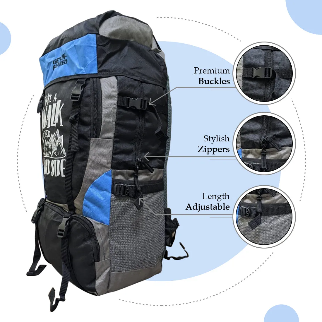 Get Un-barred 55 Ltr Travel Backpack (Blue)