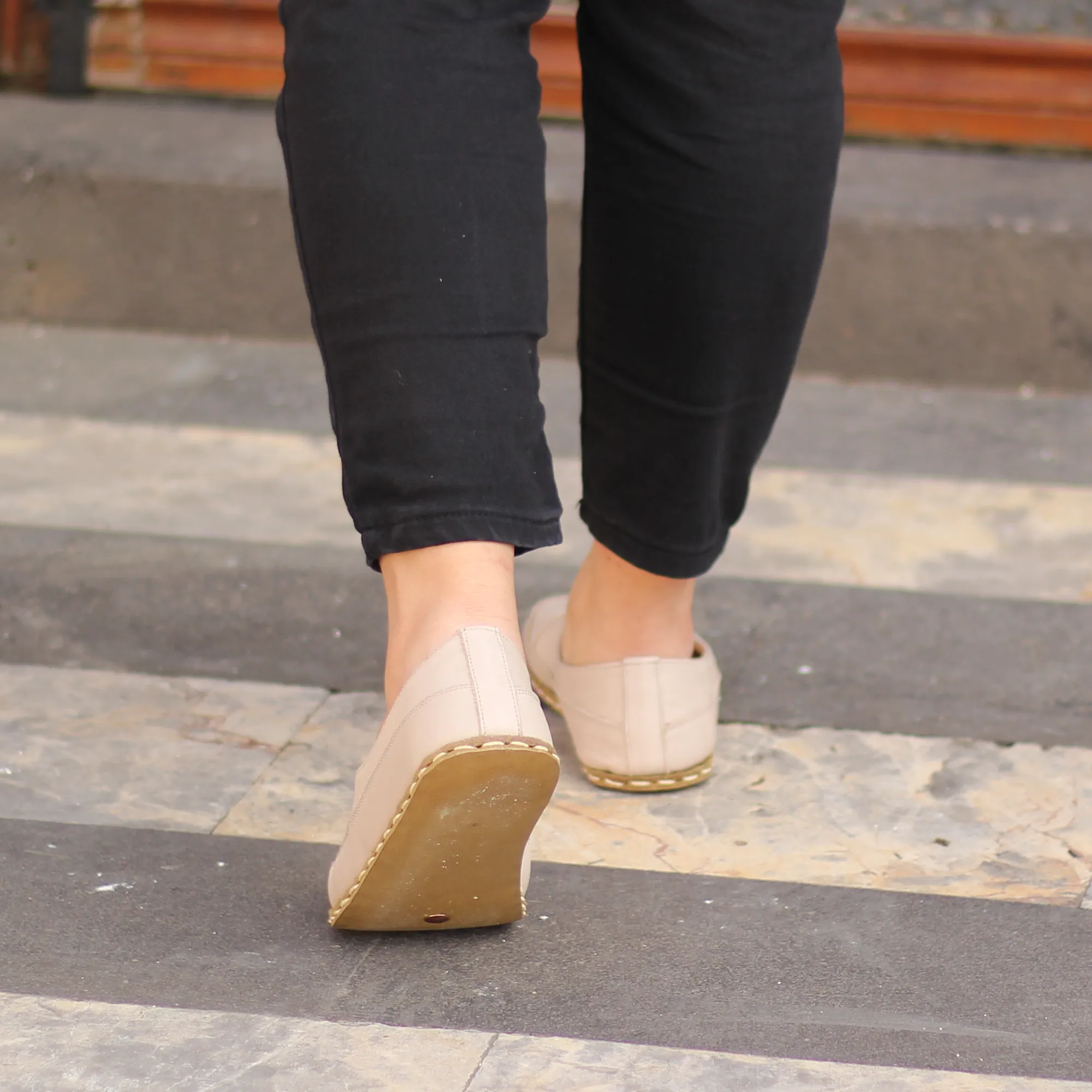 Handmade Barefoot Loafers for Women Cream