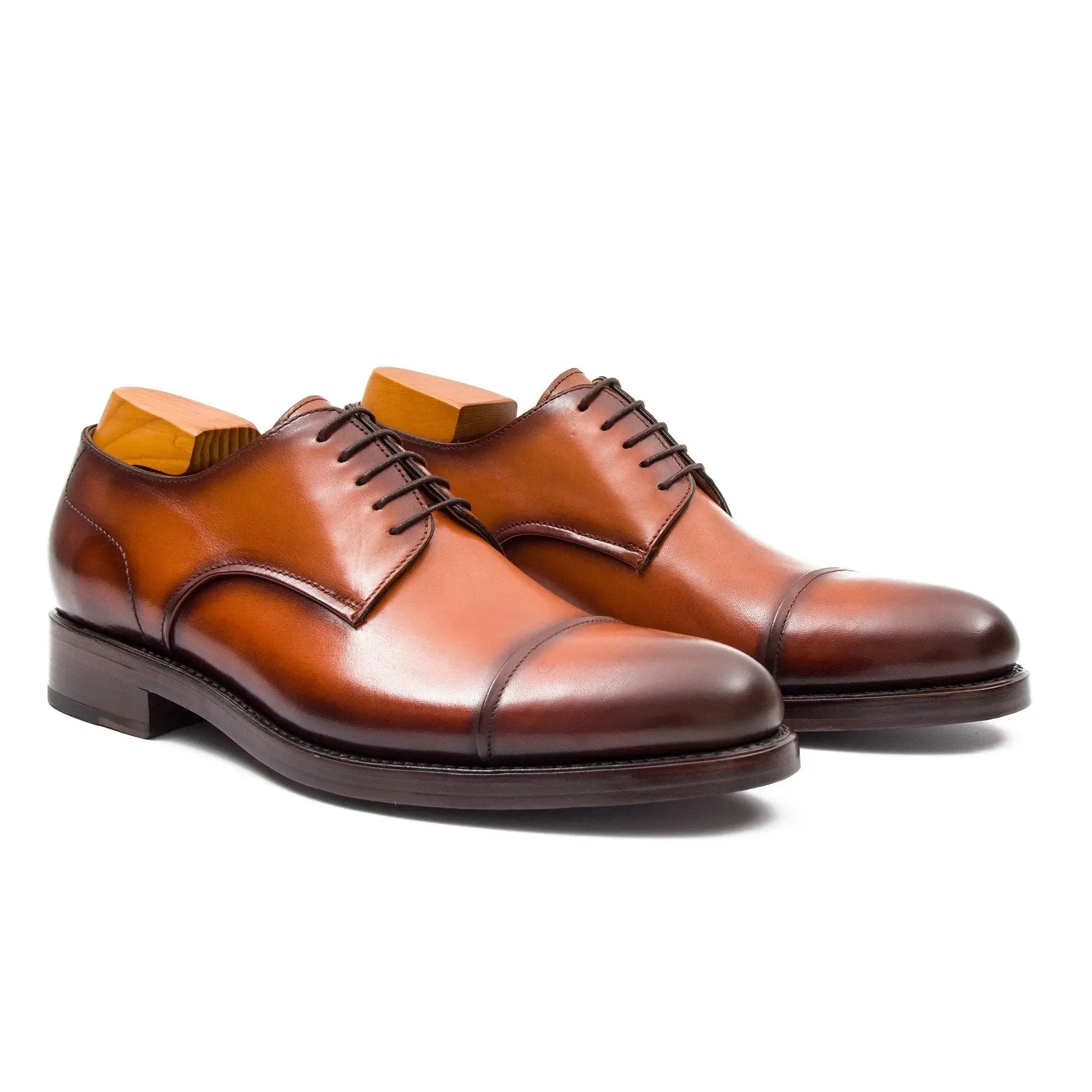 Handmade Derby Shoes Brown Leather