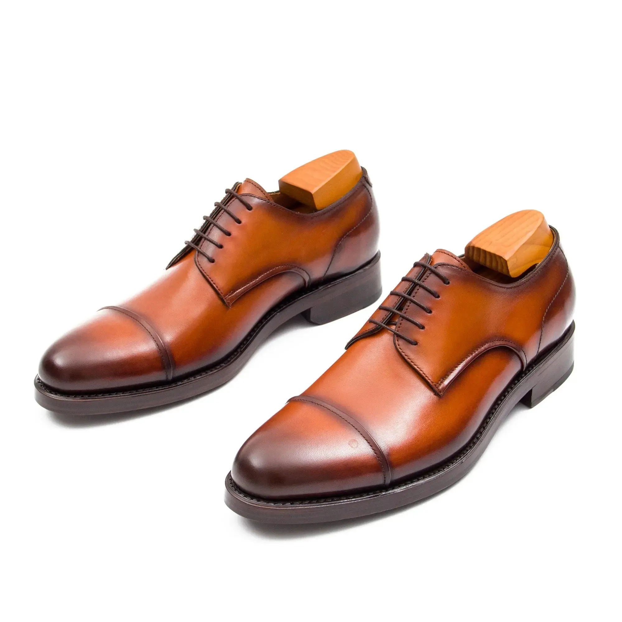 Handmade Derby Shoes Brown Leather