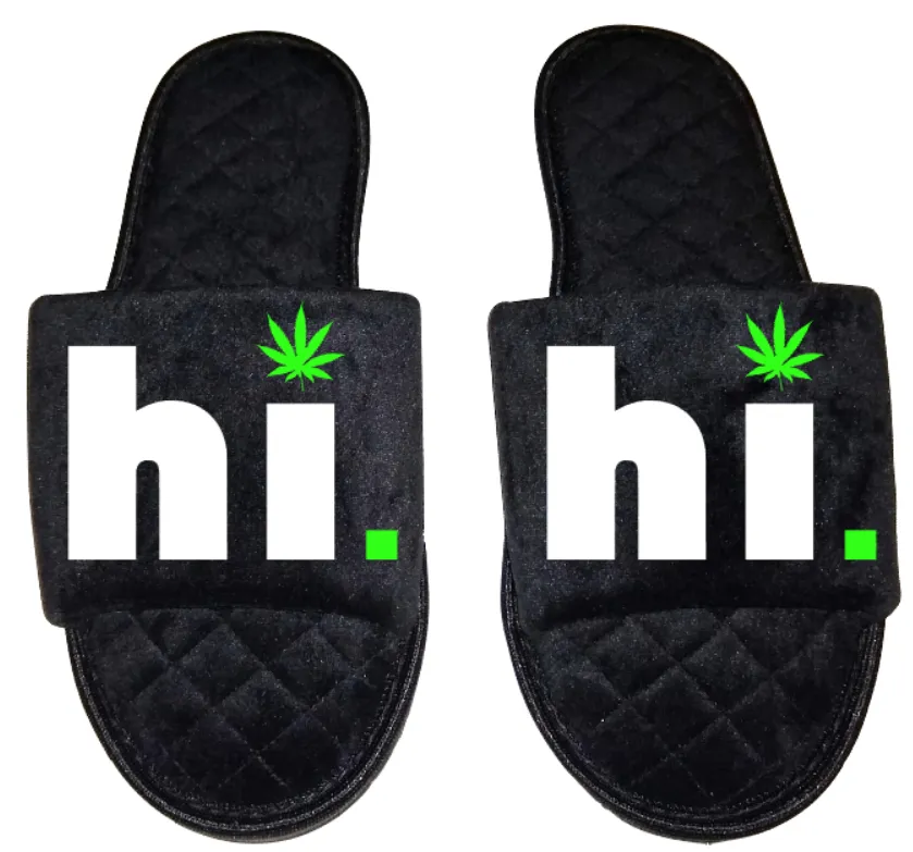 Hi High Medical Marijuana mmj medicinal weed 4:20 mary Jane Women's open toe Slippers House Shoes slides mom sister daughter custom gift